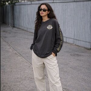 Gas Monkey Garage Y2K Vintage Brown Long Sleeve Graphic Biker Tee Shirt XXL